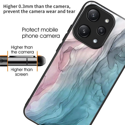 For Xiaomi Redmi 12 5G (Global) / Poco M6 Pro 5G Phone Case Marble Pattern Tempered Glass Back Cover