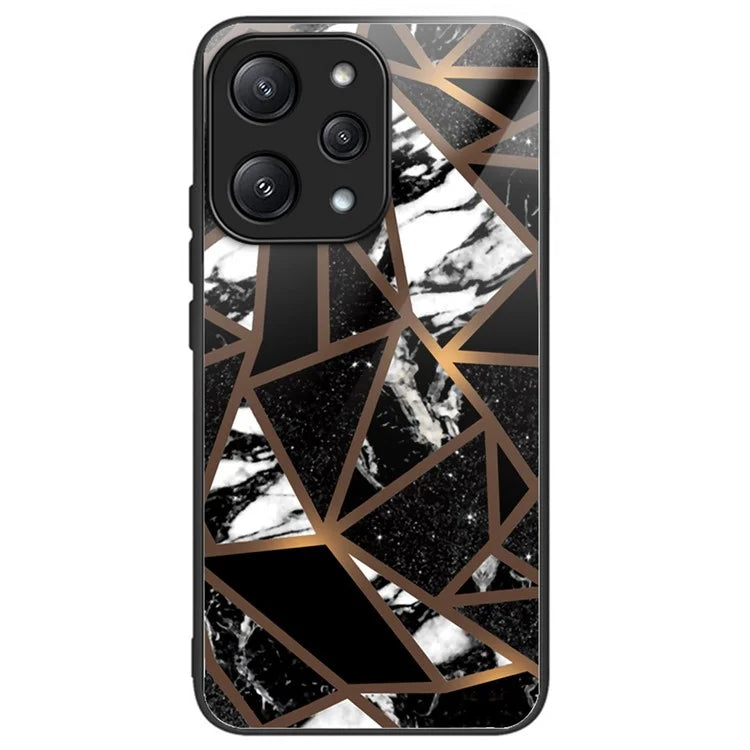 For Xiaomi Redmi 12 5G (Global) / Poco M6 Pro 5G Phone Case Marble Pattern Tempered Glass Back Cover