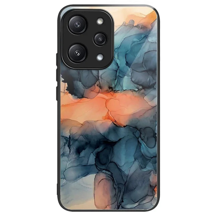 For Xiaomi Redmi 12 5G (Global) / Poco M6 Pro 5G Phone Case Marble Pattern Tempered Glass Back Cover