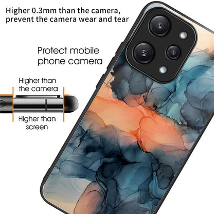 For Xiaomi Redmi 12 5G (Global) / Poco M6 Pro 5G Phone Case Marble Pattern Tempered Glass Back Cover