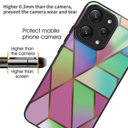For Xiaomi Redmi 12 5G (Global) / Poco M6 Pro 5G Phone Case Marble Pattern Tempered Glass Back Cover