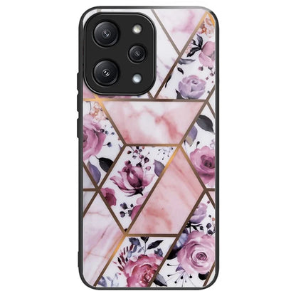 For Xiaomi Redmi 12 5G (Global) / Poco M6 Pro 5G Phone Case Marble Pattern Tempered Glass Back Cover