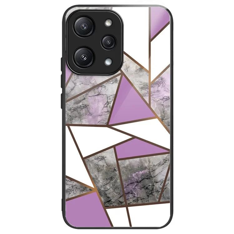 For Xiaomi Redmi 12 5G (Global) / Poco M6 Pro 5G Phone Case Marble Pattern Tempered Glass Back Cover