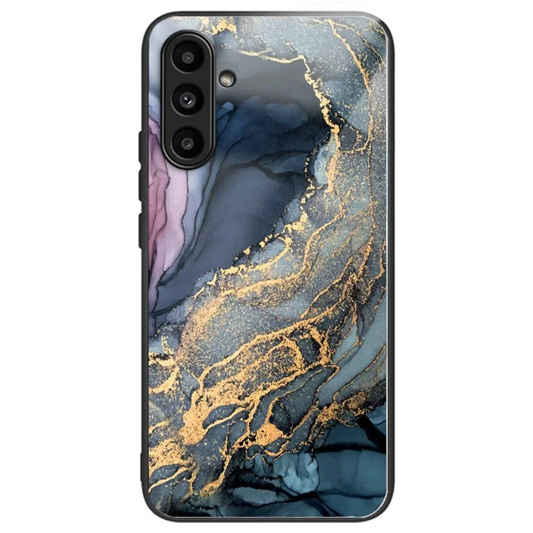 For Samsung Galaxy A54 5G Case Abstract Marble Pattern Design Tempered Glass Phone Cover
