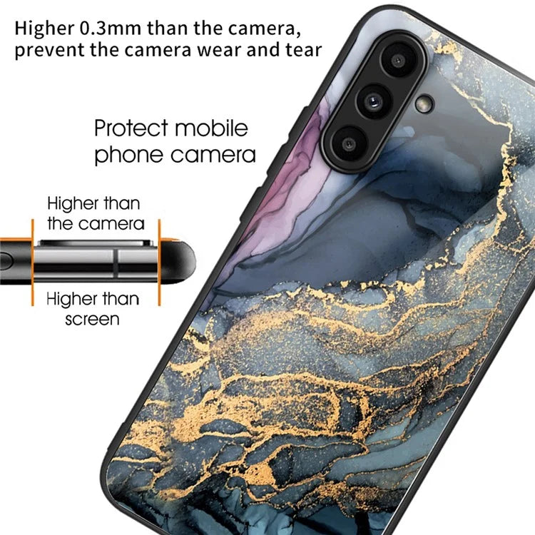 For Samsung Galaxy A54 5G Case Abstract Marble Pattern Design Tempered Glass Phone Cover