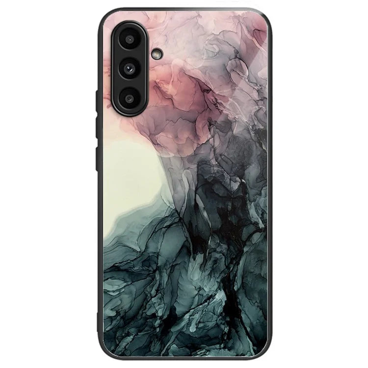 For Samsung Galaxy A54 5G Case Abstract Marble Pattern Design Tempered Glass Phone Cover