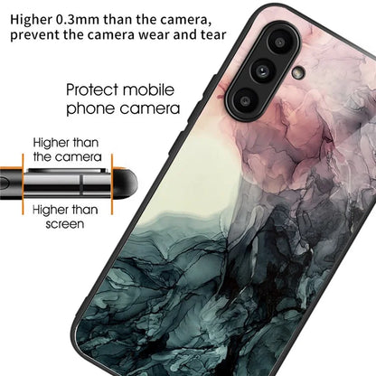 For Samsung Galaxy A54 5G Case Abstract Marble Pattern Design Tempered Glass Phone Cover