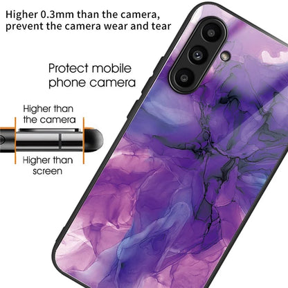For Samsung Galaxy A54 5G Case Abstract Marble Pattern Design Tempered Glass Phone Cover