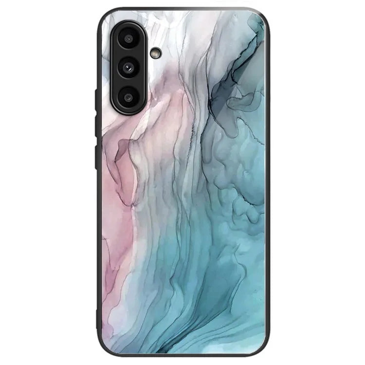 For Samsung Galaxy A54 5G Case Abstract Marble Pattern Design Tempered Glass Phone Cover