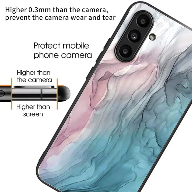 For Samsung Galaxy A54 5G Case Abstract Marble Pattern Design Tempered Glass Phone Cover