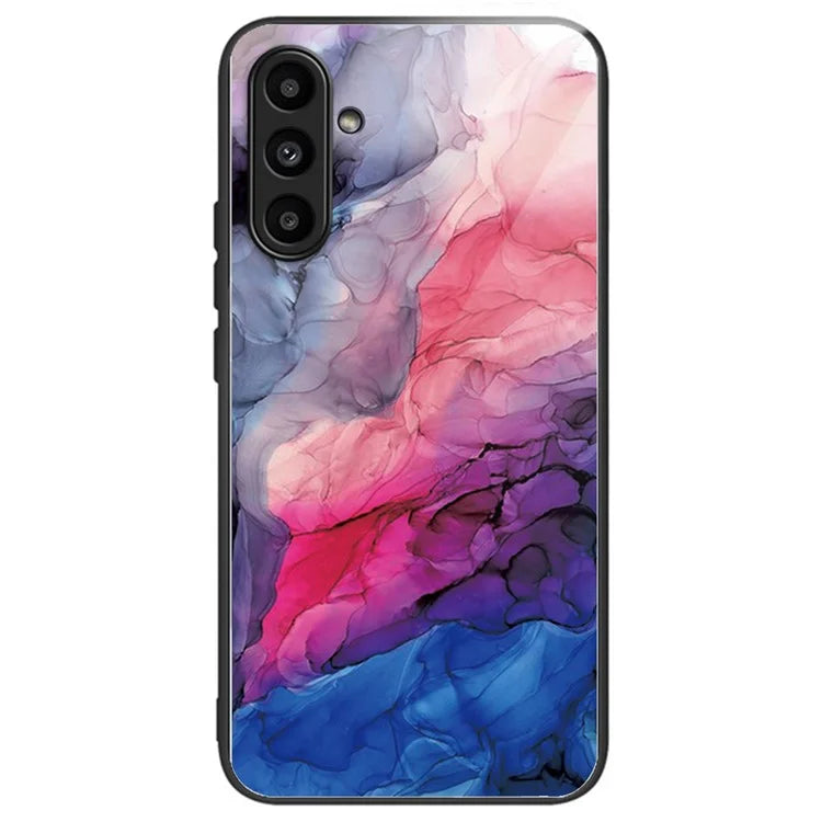 For Samsung Galaxy A54 5G Case Abstract Marble Pattern Design Tempered Glass Phone Cover