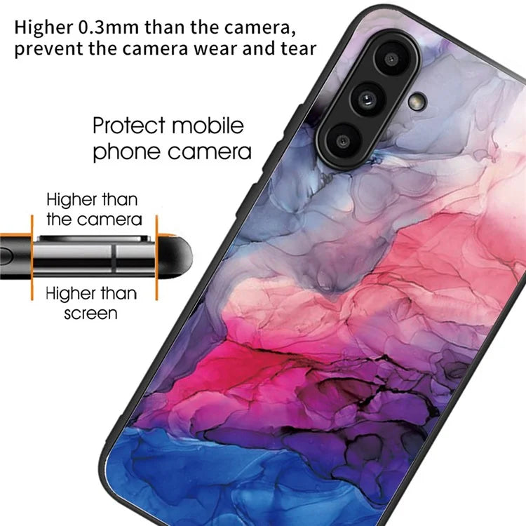 For Samsung Galaxy A54 5G Case Abstract Marble Pattern Design Tempered Glass Phone Cover