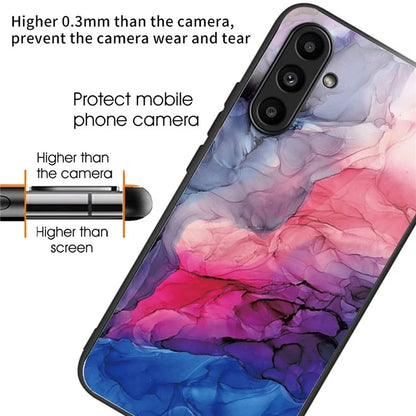 For Samsung Galaxy A54 5G Case Abstract Marble Pattern Design Tempered Glass Phone Cover