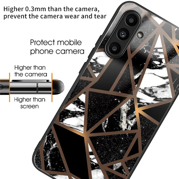 For Samsung Galaxy A54 5G Case Abstract Marble Pattern Design Tempered Glass Phone Cover