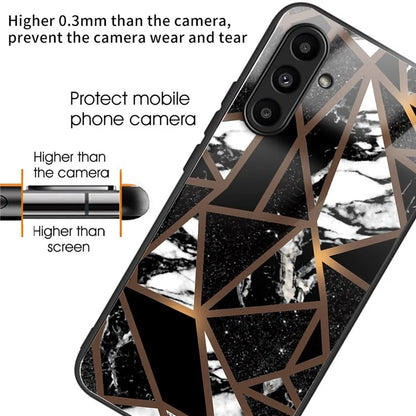 For Samsung Galaxy A54 5G Case Abstract Marble Pattern Design Tempered Glass Phone Cover
