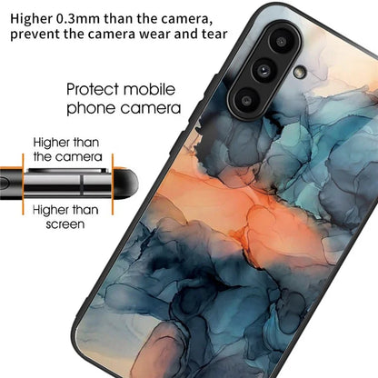 For Samsung Galaxy A54 5G Case Abstract Marble Pattern Design Tempered Glass Phone Cover