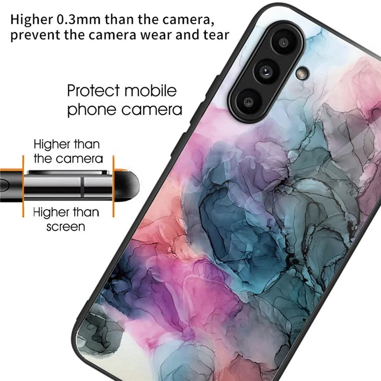 For Samsung Galaxy A54 5G Case Abstract Marble Pattern Design Tempered Glass Phone Cover