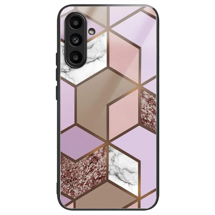 For Samsung Galaxy A54 5G Case Abstract Marble Pattern Design Tempered Glass Phone Cover