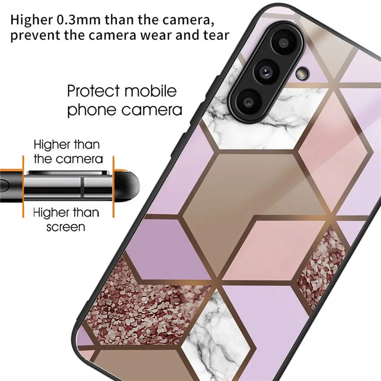 For Samsung Galaxy A54 5G Case Abstract Marble Pattern Design Tempered Glass Phone Cover