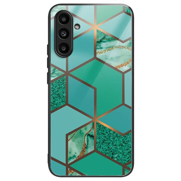 For Samsung Galaxy A54 5G Case Abstract Marble Pattern Design Tempered Glass Phone Cover