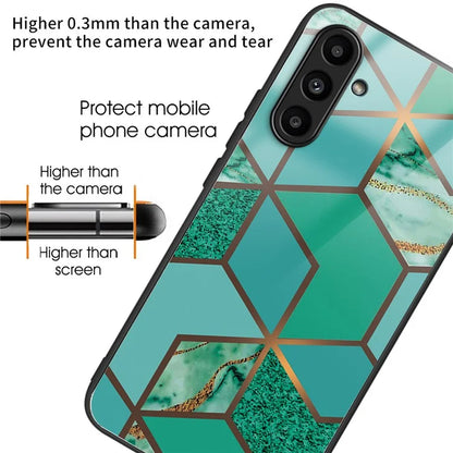 For Samsung Galaxy A54 5G Case Abstract Marble Pattern Design Tempered Glass Phone Cover