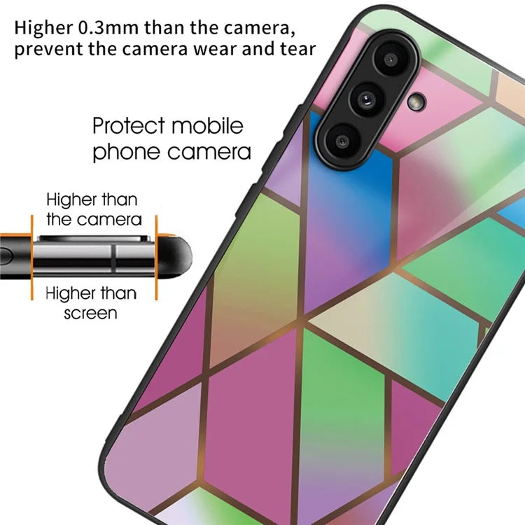For Samsung Galaxy A54 5G Case Abstract Marble Pattern Design Tempered Glass Phone Cover