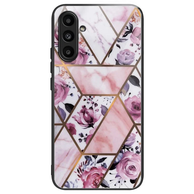 For Samsung Galaxy A54 5G Case Abstract Marble Pattern Design Tempered Glass Phone Cover
