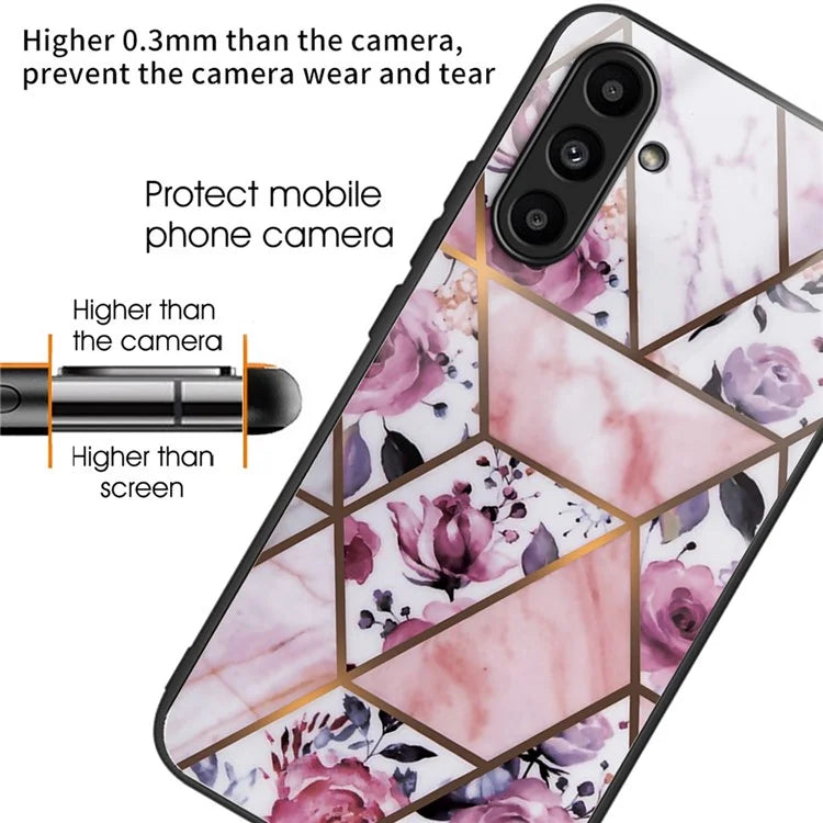 For Samsung Galaxy A54 5G Case Abstract Marble Pattern Design Tempered Glass Phone Cover