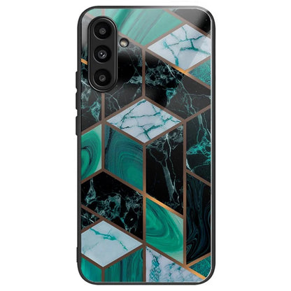 For Samsung Galaxy A54 5G Case Abstract Marble Pattern Design Tempered Glass Phone Cover