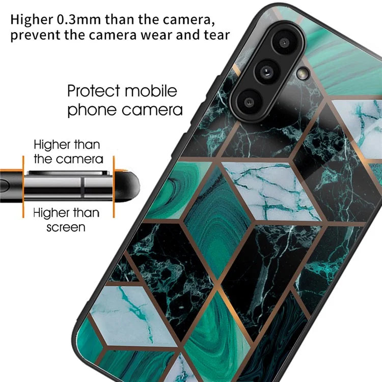 For Samsung Galaxy A54 5G Case Abstract Marble Pattern Design Tempered Glass Phone Cover