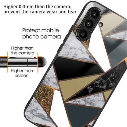 For Samsung Galaxy A54 5G Case Abstract Marble Pattern Design Tempered Glass Phone Cover
