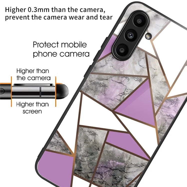 For Samsung Galaxy A54 5G Case Abstract Marble Pattern Design Tempered Glass Phone Cover