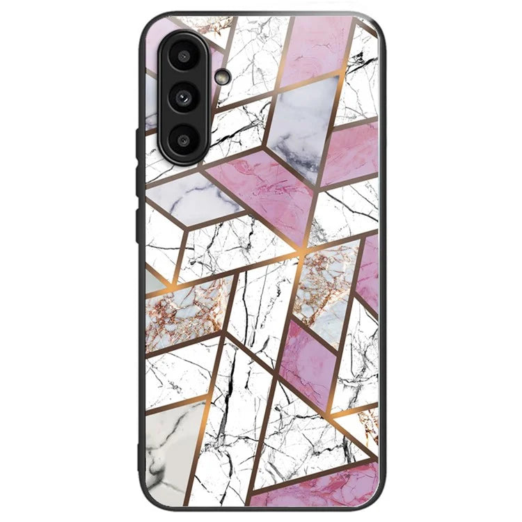 For Samsung Galaxy A54 5G Case Abstract Marble Pattern Design Tempered Glass Phone Cover