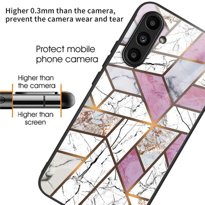 For Samsung Galaxy A54 5G Case Abstract Marble Pattern Design Tempered Glass Phone Cover