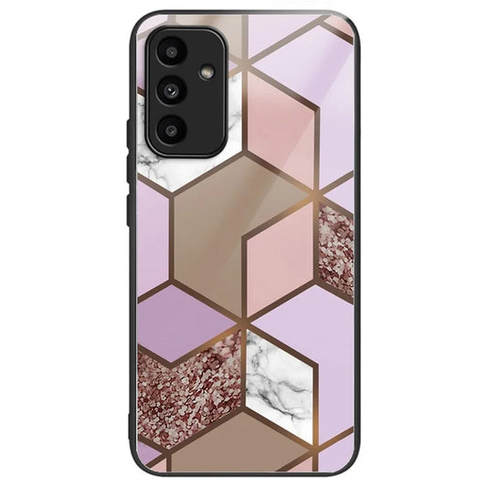 For Samsung Galaxy A15 4G / 5G Tempered Glass Case Shock Protective Phone Cover Marble Pattern