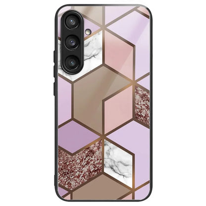 For Samsung Galaxy S23 FE Marble Pattern Case Tempered Glass+PC Back TPU Frame Phone Cover