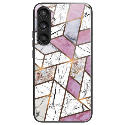 For Samsung Galaxy S23 FE Marble Pattern Case Tempered Glass+PC Back TPU Frame Phone Cover