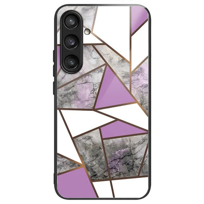 For Samsung Galaxy S23 FE Marble Pattern Case Tempered Glass+PC Back TPU Frame Phone Cover