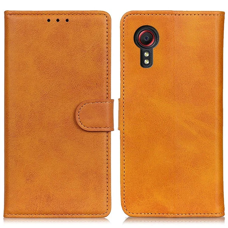 For Samsung Galaxy Xcover 7 Cowhide Texture Leather Case with Wallet Stand