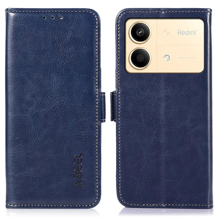 ABEEL For Xiaomi Redmi Note 13R Pro 5G Leather Case Wallet Cover Crazy Horse Texture