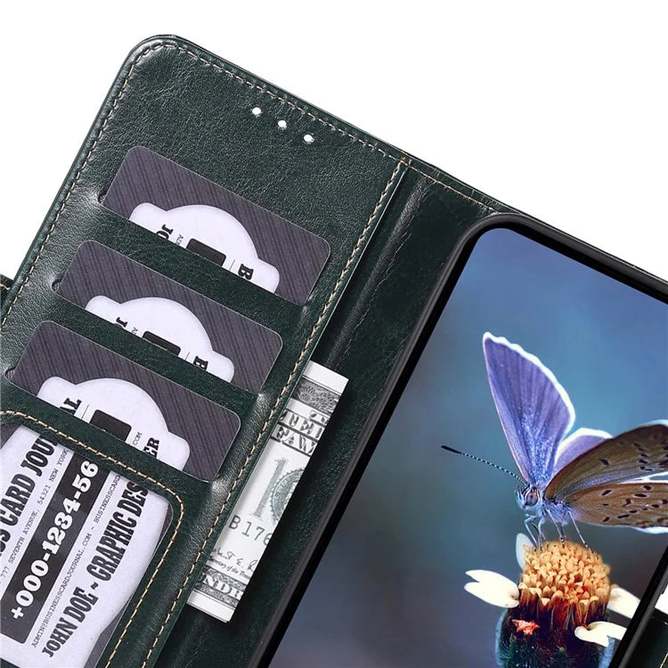 ABEEL For Xiaomi Redmi Note 13R Pro 5G Leather Case Wallet Cover Crazy Horse Texture