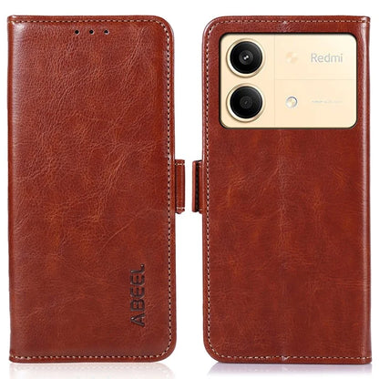 ABEEL For Xiaomi Redmi Note 13R Pro 5G Leather Case Wallet Cover Crazy Horse Texture