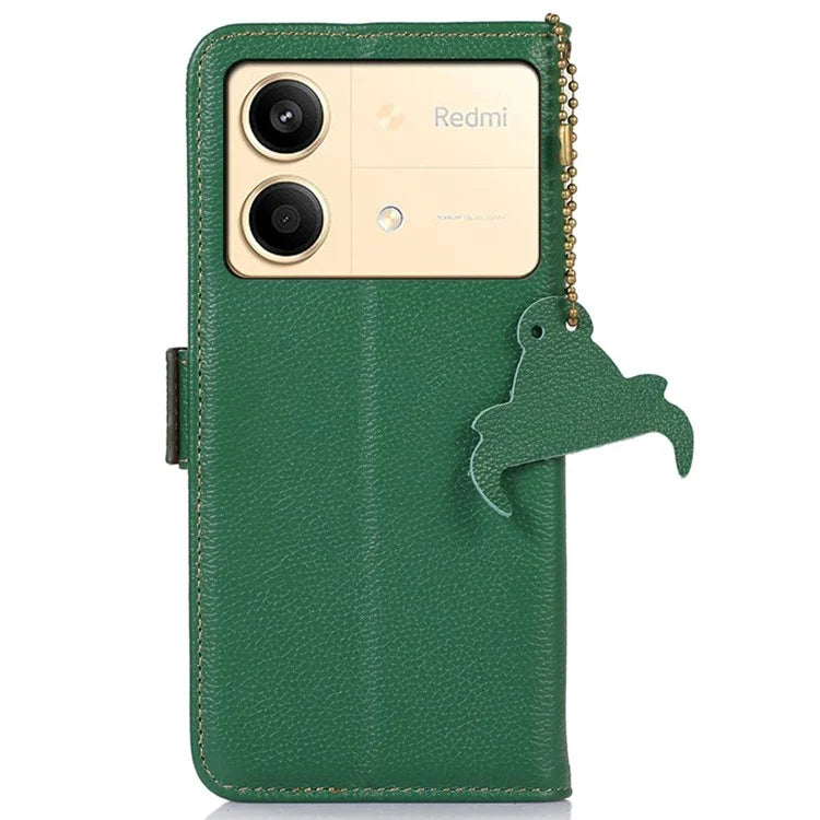 For Xiaomi Redmi Note 13R Pro 5G Wallet Case Genuine Cow Leather Phone Cover