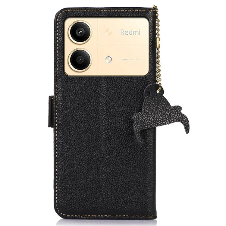 For Xiaomi Redmi Note 13R Pro 5G Wallet Case Genuine Cow Leather Phone Cover