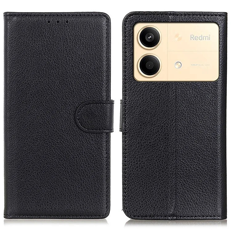 For Xiaomi Redmi Note 13R Pro 5G Leather Wallet Case Litchi Texture Phone Cover
