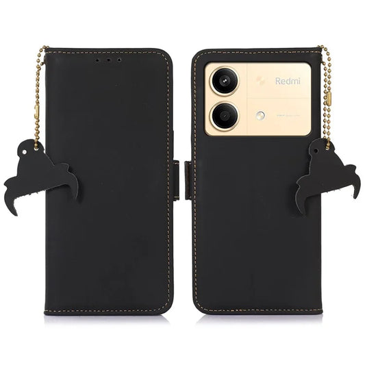 For Xiaomi Redmi Note 13R Pro 5G Genuine Cow Leather Phone Case RFID Blocking