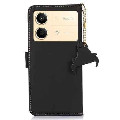 For Xiaomi Redmi Note 13R Pro 5G Genuine Cow Leather Phone Case RFID Blocking