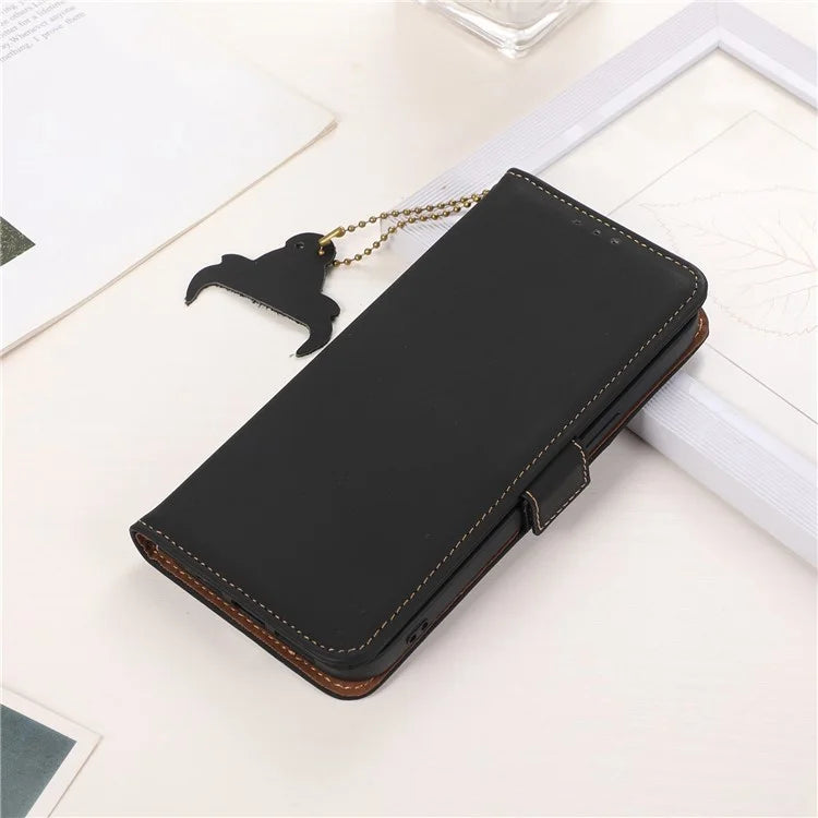 For Xiaomi Redmi Note 13R Pro 5G Genuine Cow Leather Phone Case RFID Blocking