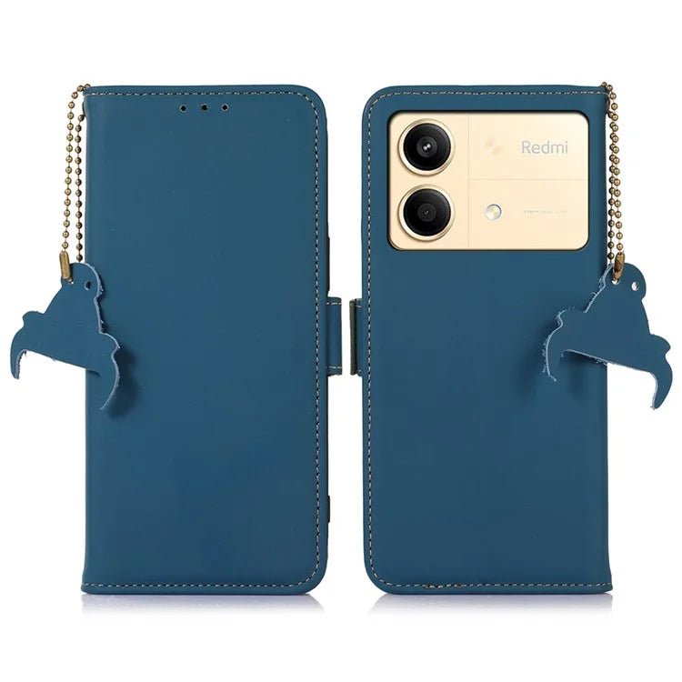 For Xiaomi Redmi Note 13R Pro 5G Genuine Cow Leather Phone Case RFID Blocking