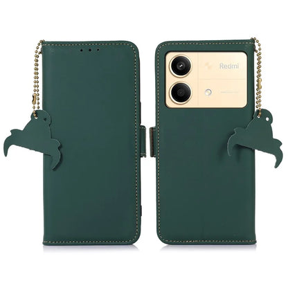 For Xiaomi Redmi Note 13R Pro 5G Genuine Cow Leather Phone Case RFID Blocking